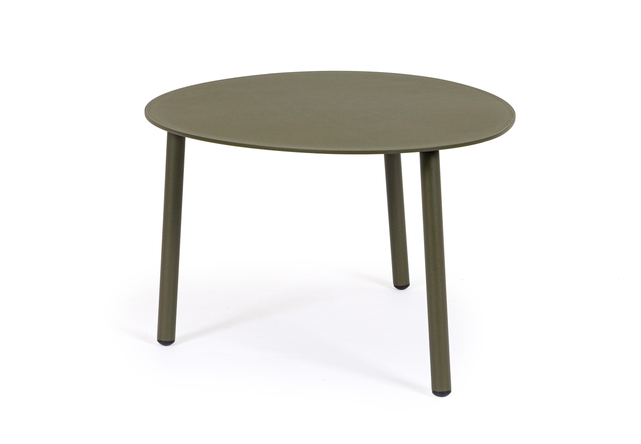 Der Gartencouchtisch Sparky überzeugt mit seinem modernen Design. Gefertigt wurde er aus Aluminium, welches einen Olive Farbton besitzt. Das Gestell ist auch aus Aluminium. Der Tisch besitzt eine Größe von 70x56 cm.