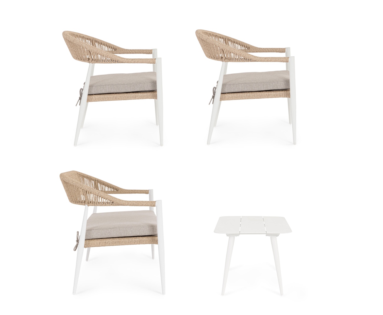 Garten-Set Jandia 4er Gruppe, Weiß / Beige