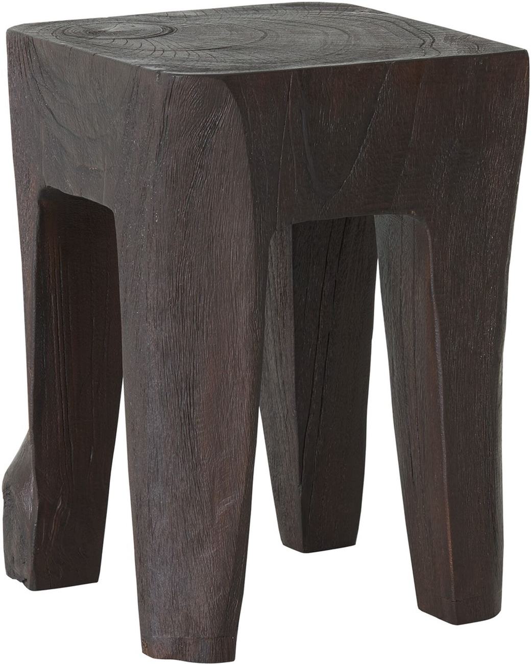 Hocker Ativ aus Teakholz, Dunkelbraun