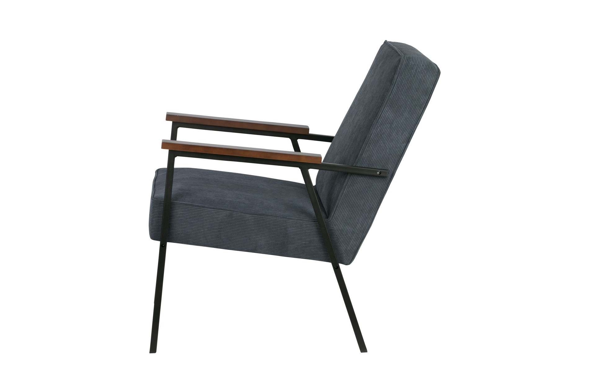Der Stilvolle Sessel Sally überzeugt mit seinem skandinavisch aber auch modernen Design. Gefertigt wurde der Sessel aus Metall und hat einen Stoffbezug in Cord-Optik. Die zwei Armlehnen sorgen für einen bequemes Sitzen. Der Sessel hat die Farbe Stahlblau.