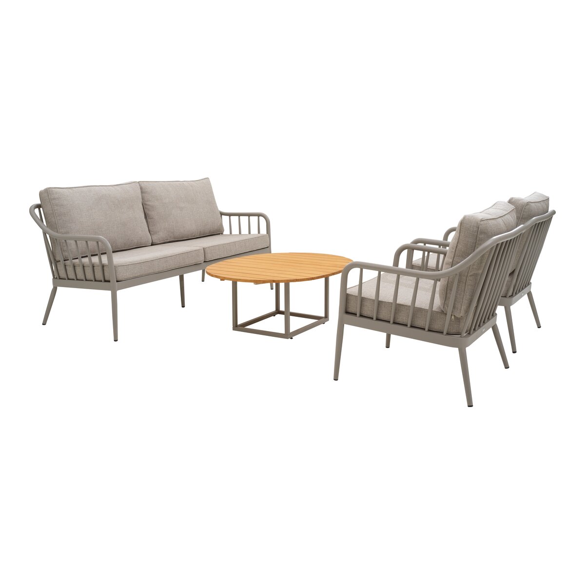 Gartencouchtisch Olive - Aluminium & Bambus, 110x80 cm, Khaki/Natur