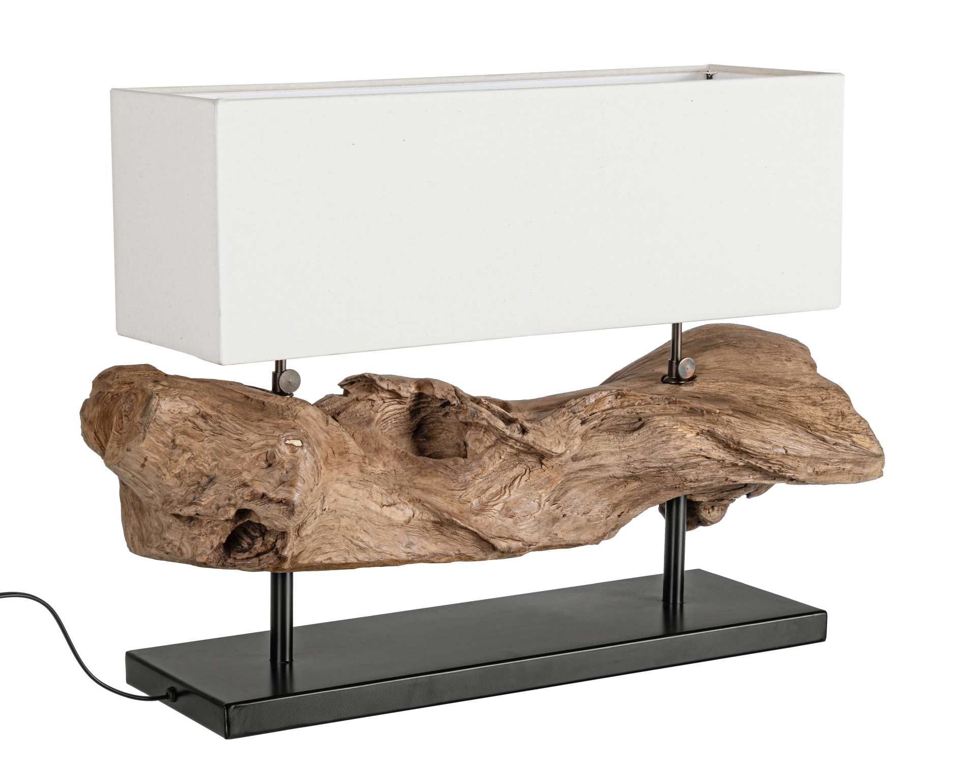 Tischleuchte Kleta aus recycelten Teakholz, Weiß Tischleuchte Kleta aus recycelten Teakholz, Weiß