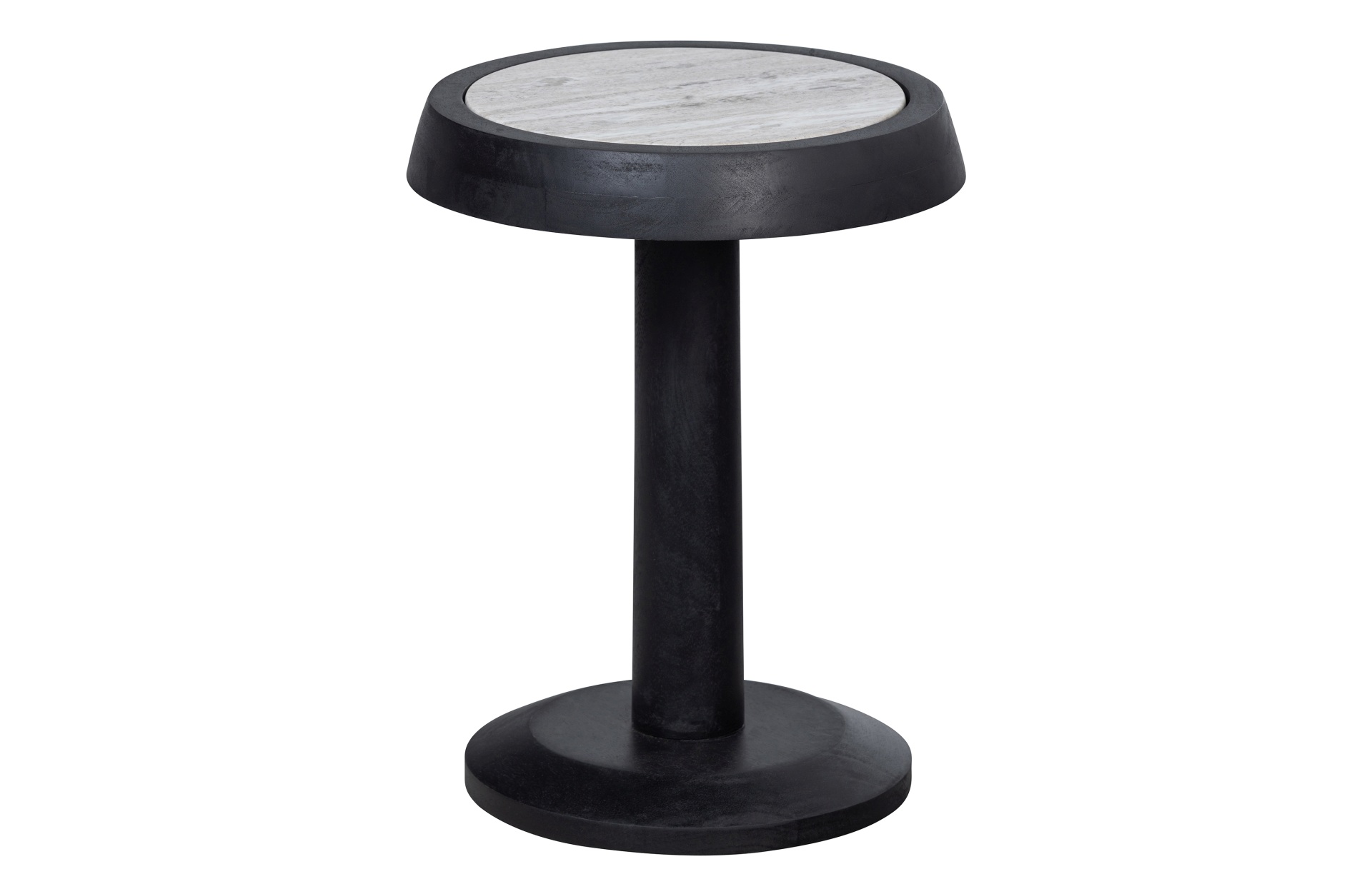 Der Beistelltisch Nanne überzeugt mit seinem schlichtem aber auch modernem Design. Gefertigt wurde der Tisch aus Mangoholz, welches einen schwarzen Farbton besitzt. Die Tischplatte ist aus Marmor.