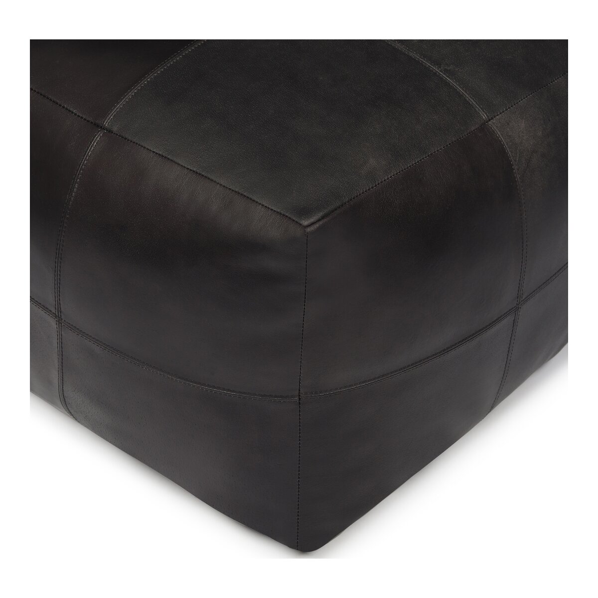 Pouf Anneta aus Leder 50x50 cm, Schwarz