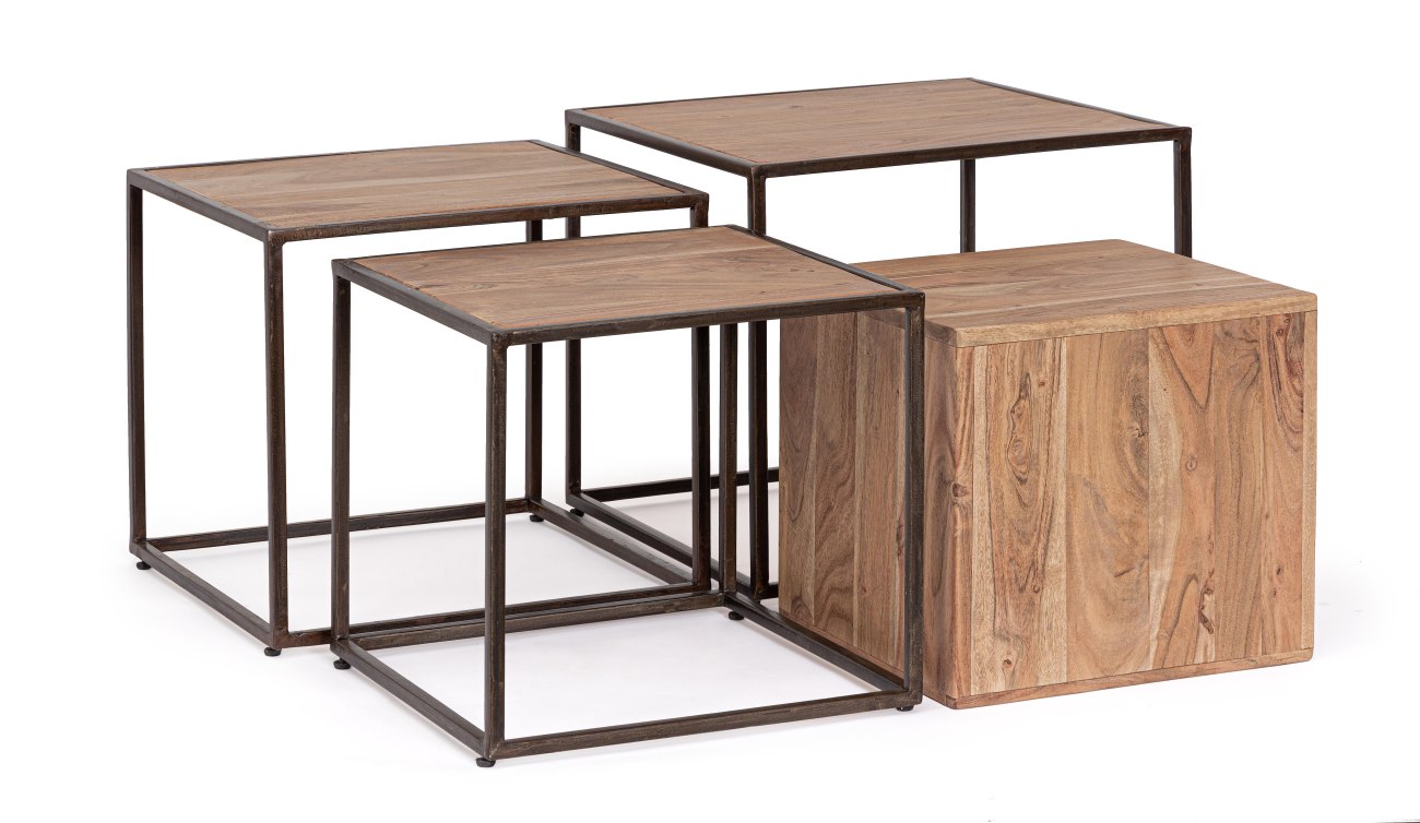 Beistelltisch Janak 4er-Set aus Akazienholz Beistelltisch Janak 4er-Set aus Akazienholz