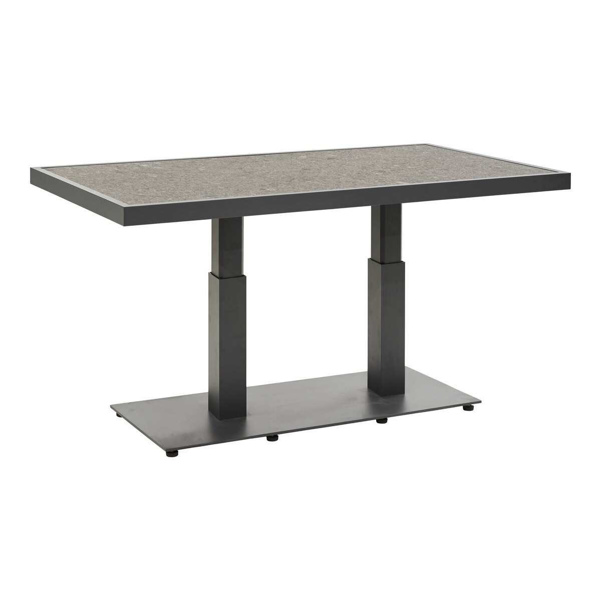 Gartencouchtisch Scale - Aluminium & Keramik, Höhenverstellbar, 140x85 cm, Anthrazit