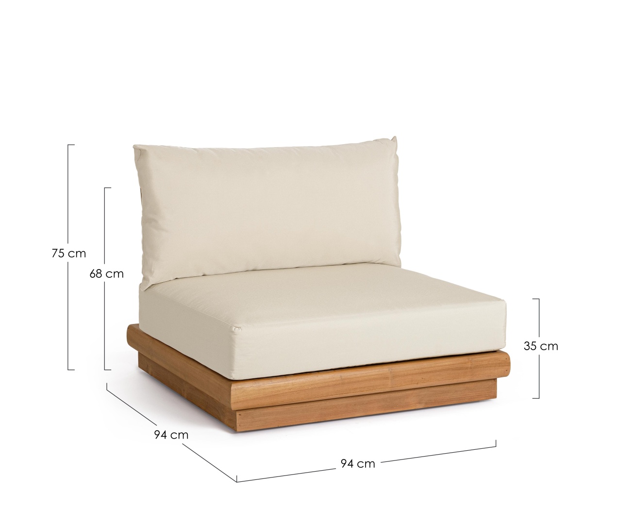Gartenmodulsofa Delgada aus Teakholz, Sessel-Element