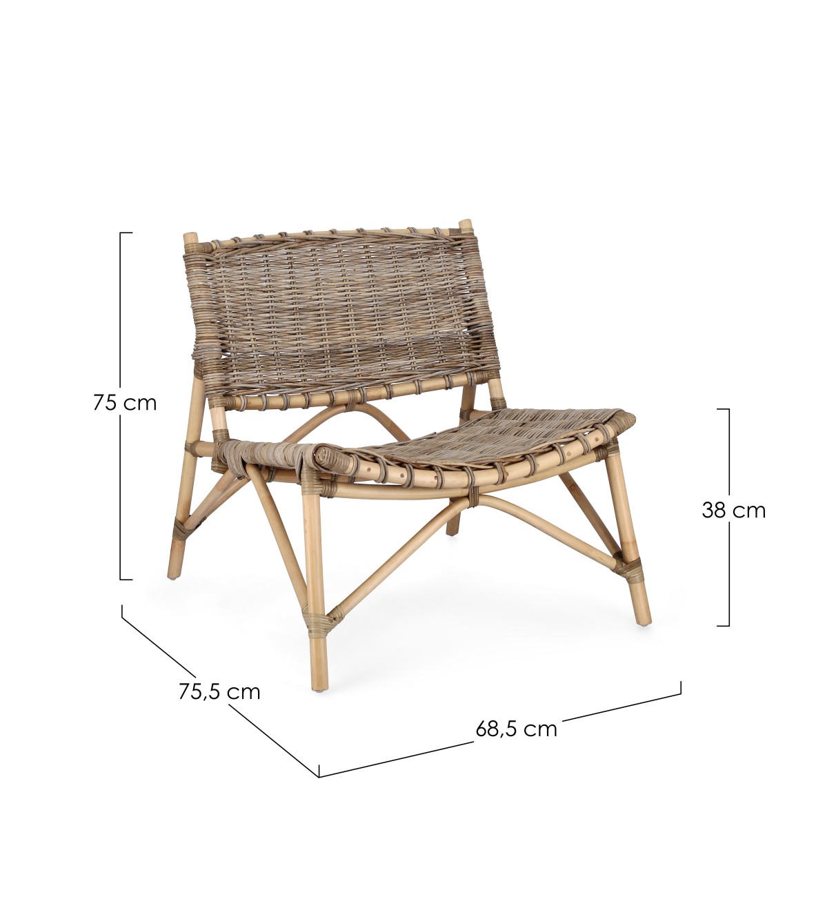 Sessel Tarifa aus Rattan. Natur