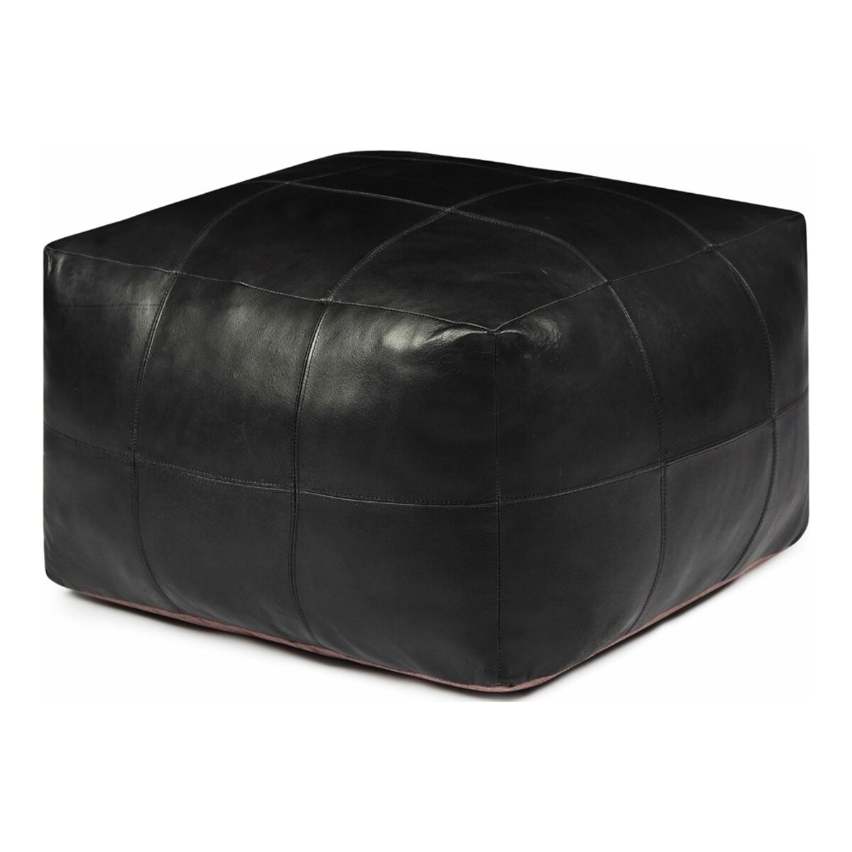 Pouf Anneta aus Leder 75x75 cm, Schwarz