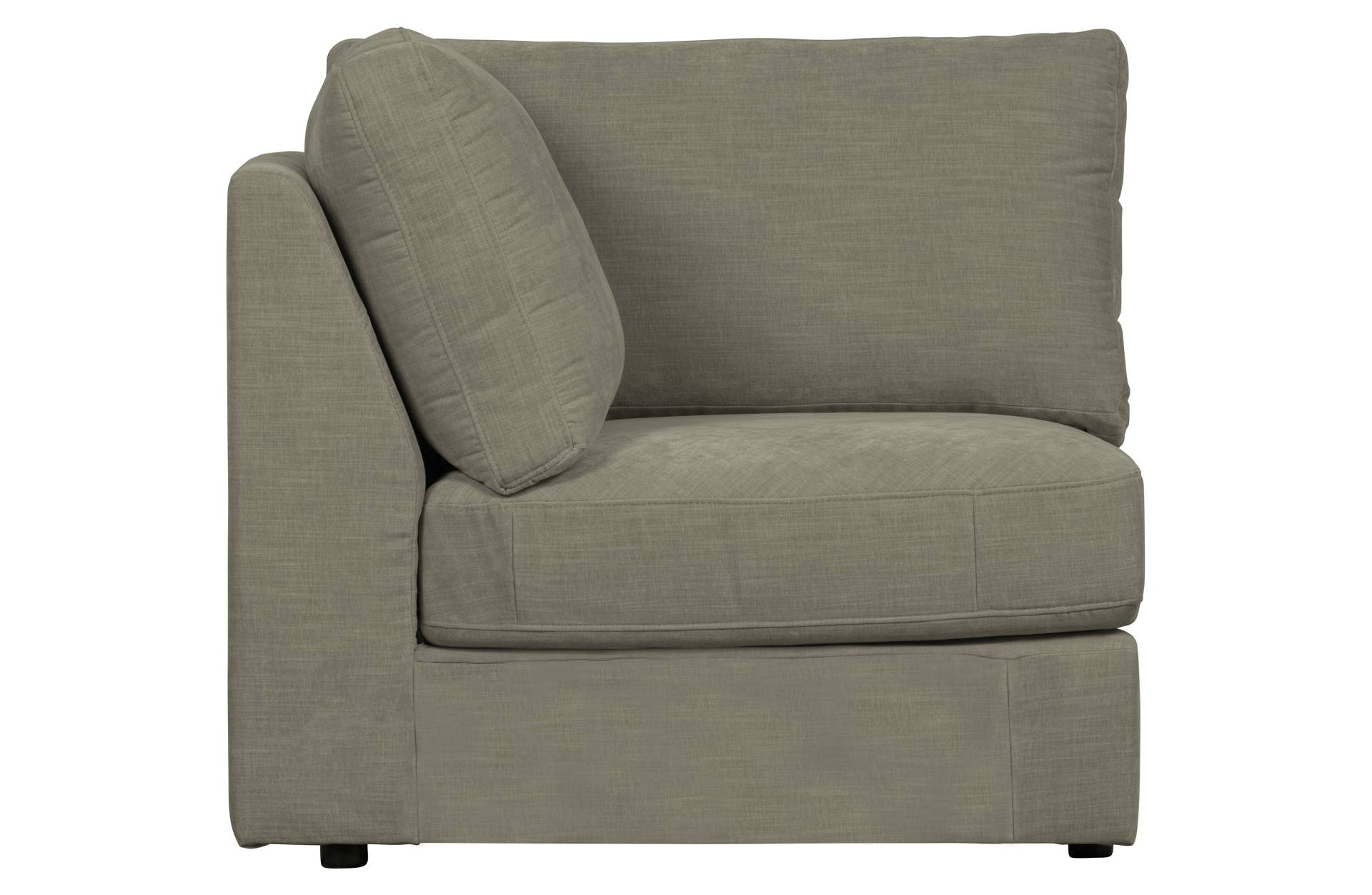 Das Modulsofa Family überzeugt mit seinem modernen Design. Das Eck Element wurde aus Gewebe-Stoff gefertigt, welcher einen einen grauen Farbton besitzen. Das Gestell ist aus Metall und hat eine schwarze Farbe. Das Element hat eine Sitzhöhe von 44 cm.