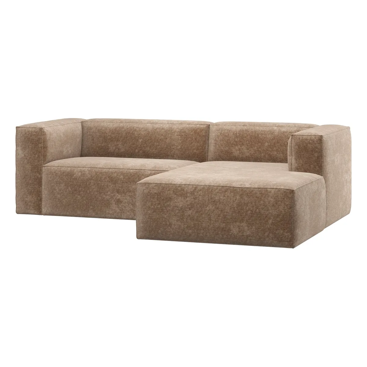 Ecksofa Chaiselongue Bean - Chenille-Samt Taupe, Rechts