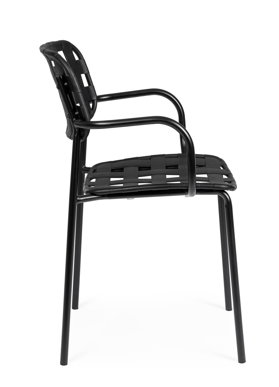 Gartenstuhl Clover mit Armlehne, Schwarz