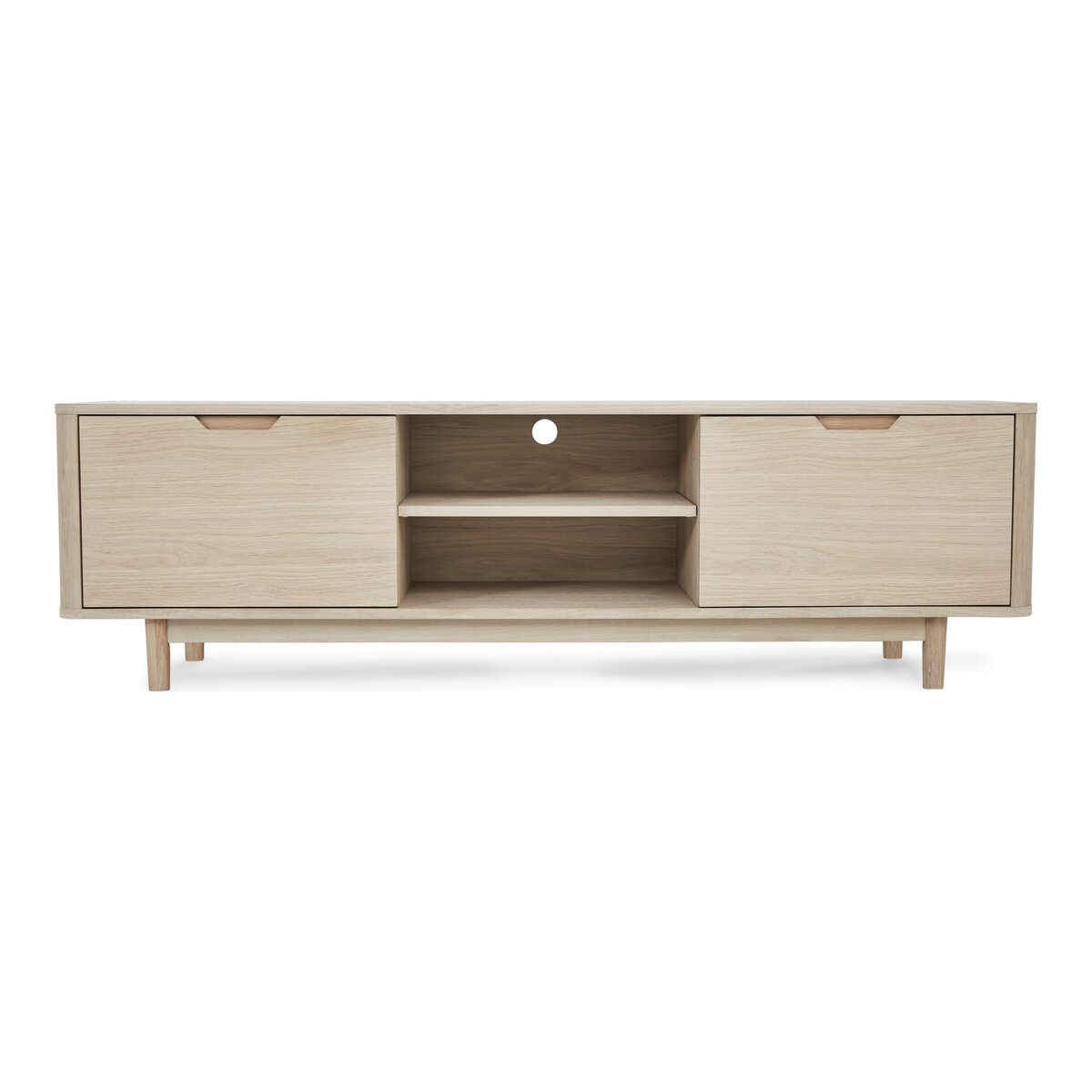 TV-Board Gorbin Eiche Whitewash 180 cm - mit Türen & Soft-Close
