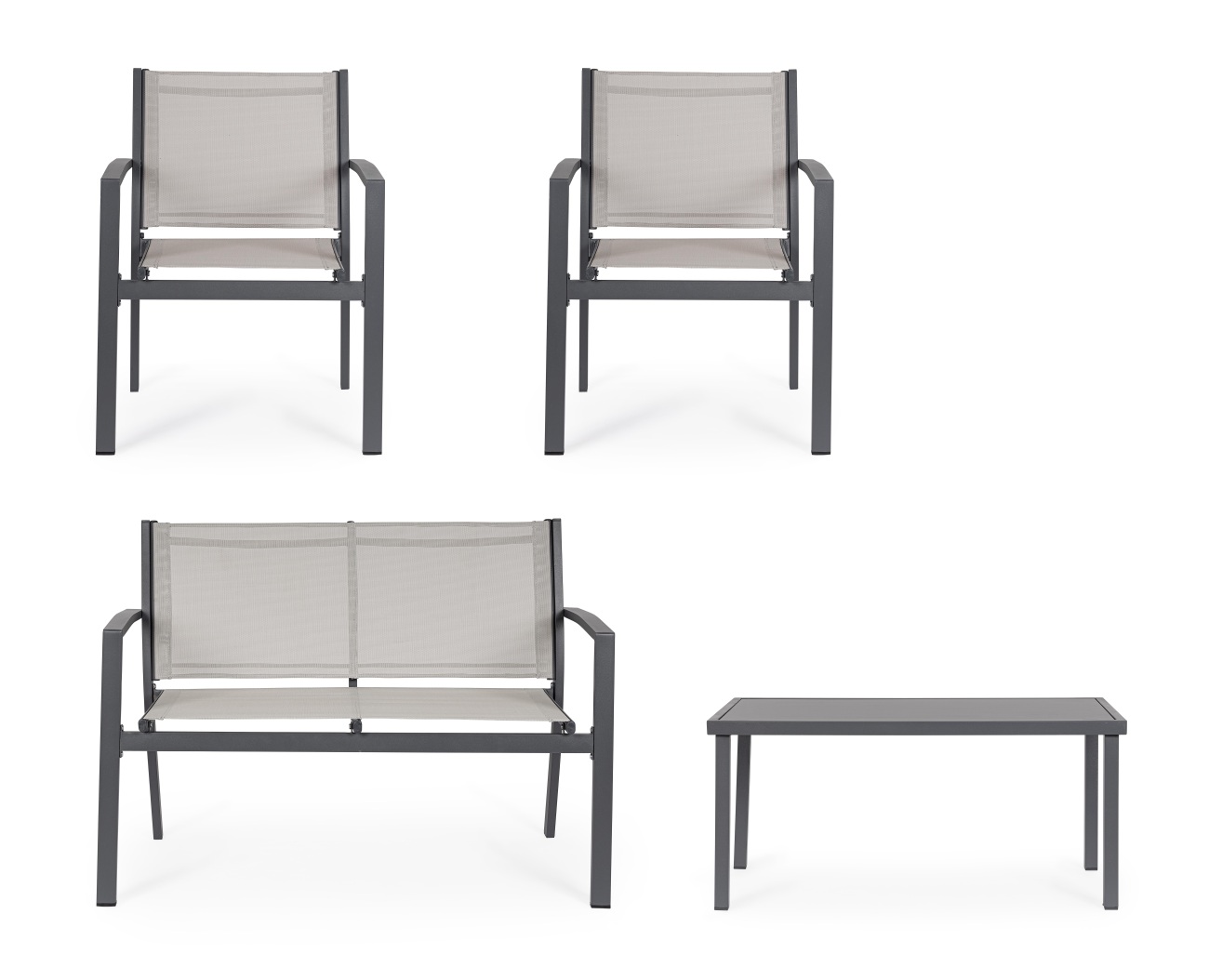 Garten-Set Florida 4er Gruppe, Hellgrau