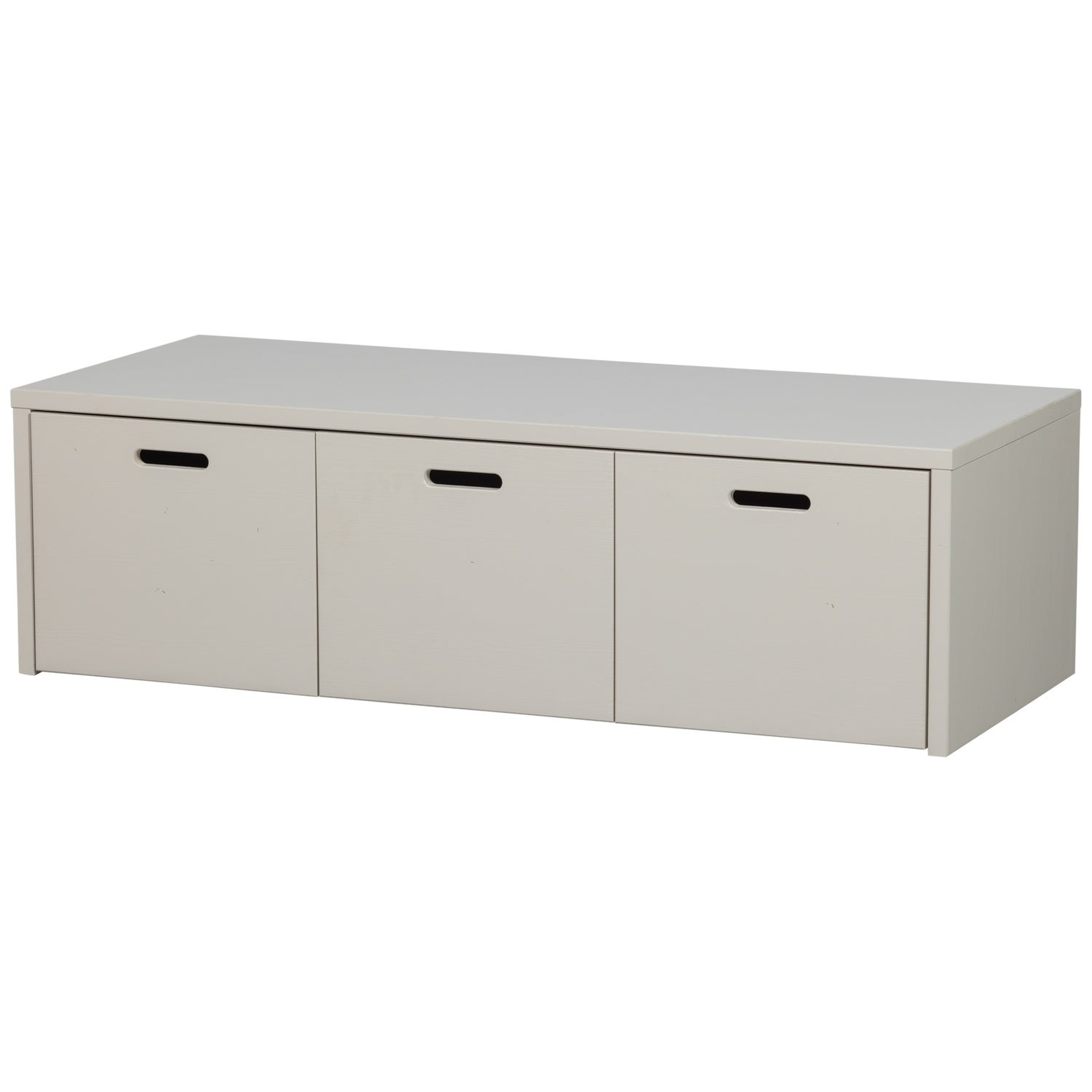 Aufbewahrungsbank Silke Kiefer [FSC] Hellgrau - robust mit Stauraum & 3 Fächern, 120 x 50 x 36 cm