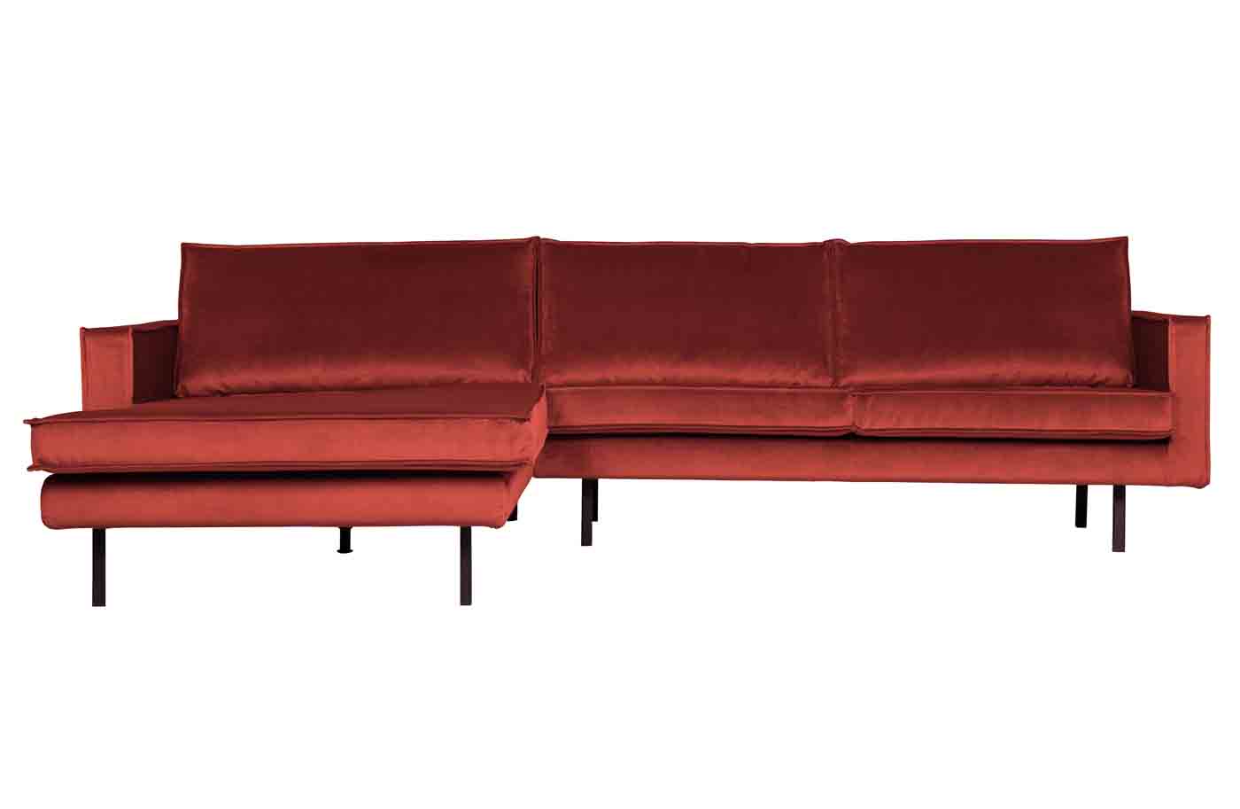 Ecksofa Rodeo Chaiselongue Samt, links Rot Ecksofa Rodeo Chaiselongue Samt, links Rot