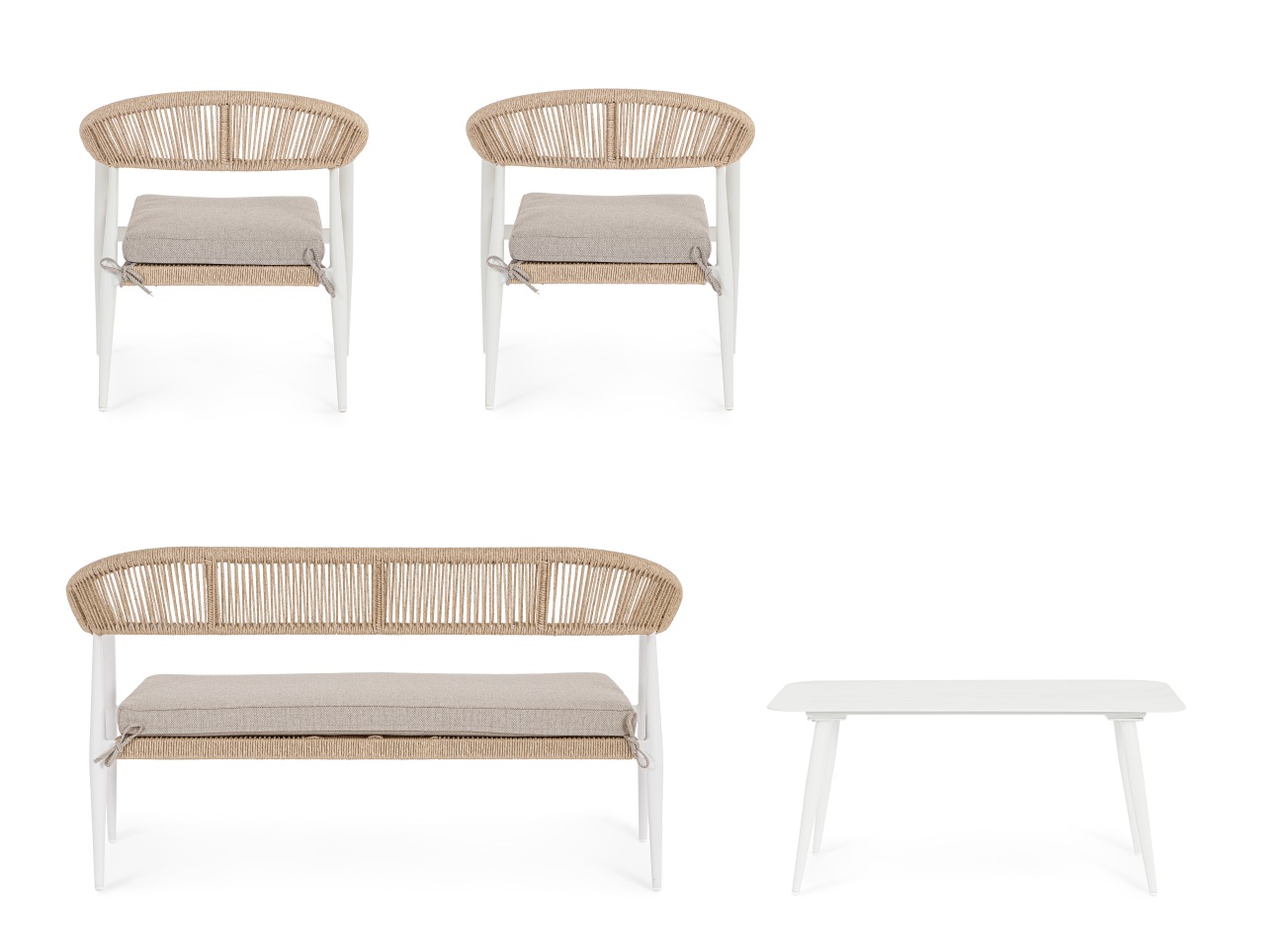 Garten-Set Jandia 4er Gruppe, Weiß / Beige