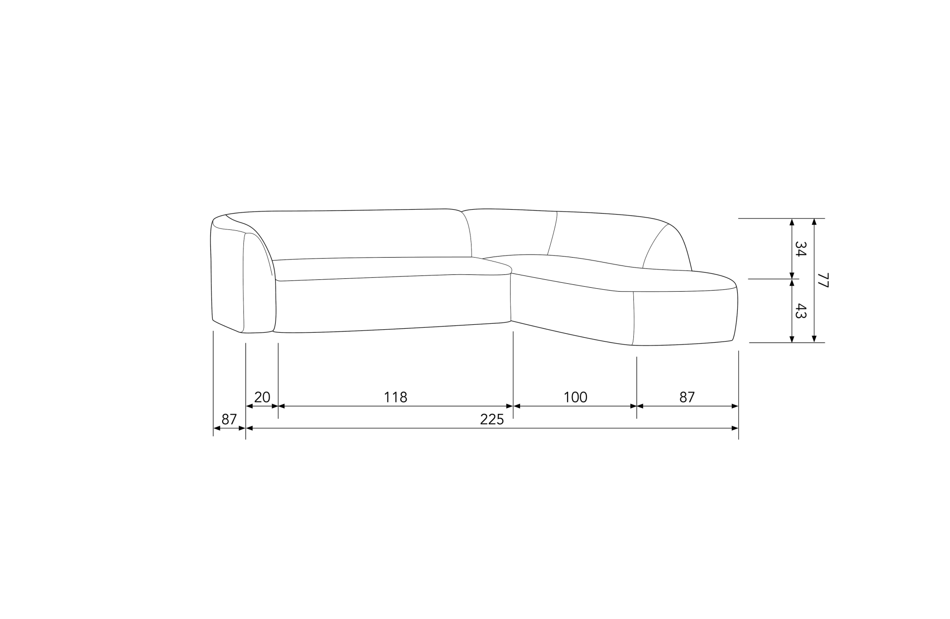 Das Ecksofa Sloping wurde aus bequemen Stoff gefertigt, welcher einen Weißen Farbton besitzt. Das Sofa ist ein echter Hingucker für dein Zuhause, denn es hat ein modernes Design, welches zu jeder Inneneinrichtung passt.
