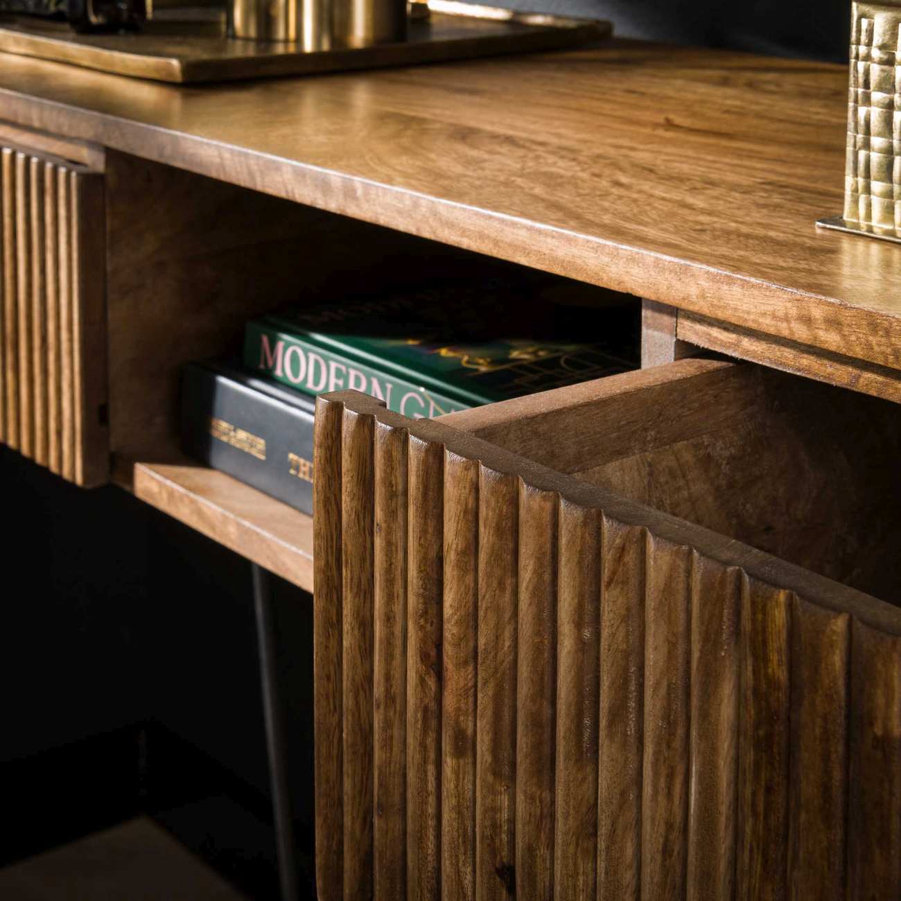 Konsole / Schminktisch Vagula - Mangolholz Natur, 110 cm