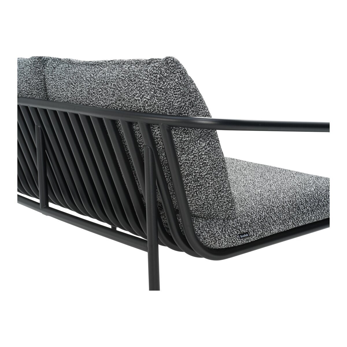 Gartensofa Bendt 2-Sitzer, Aluminium & Teddy-Stoff, Anthrazit/Schwarz