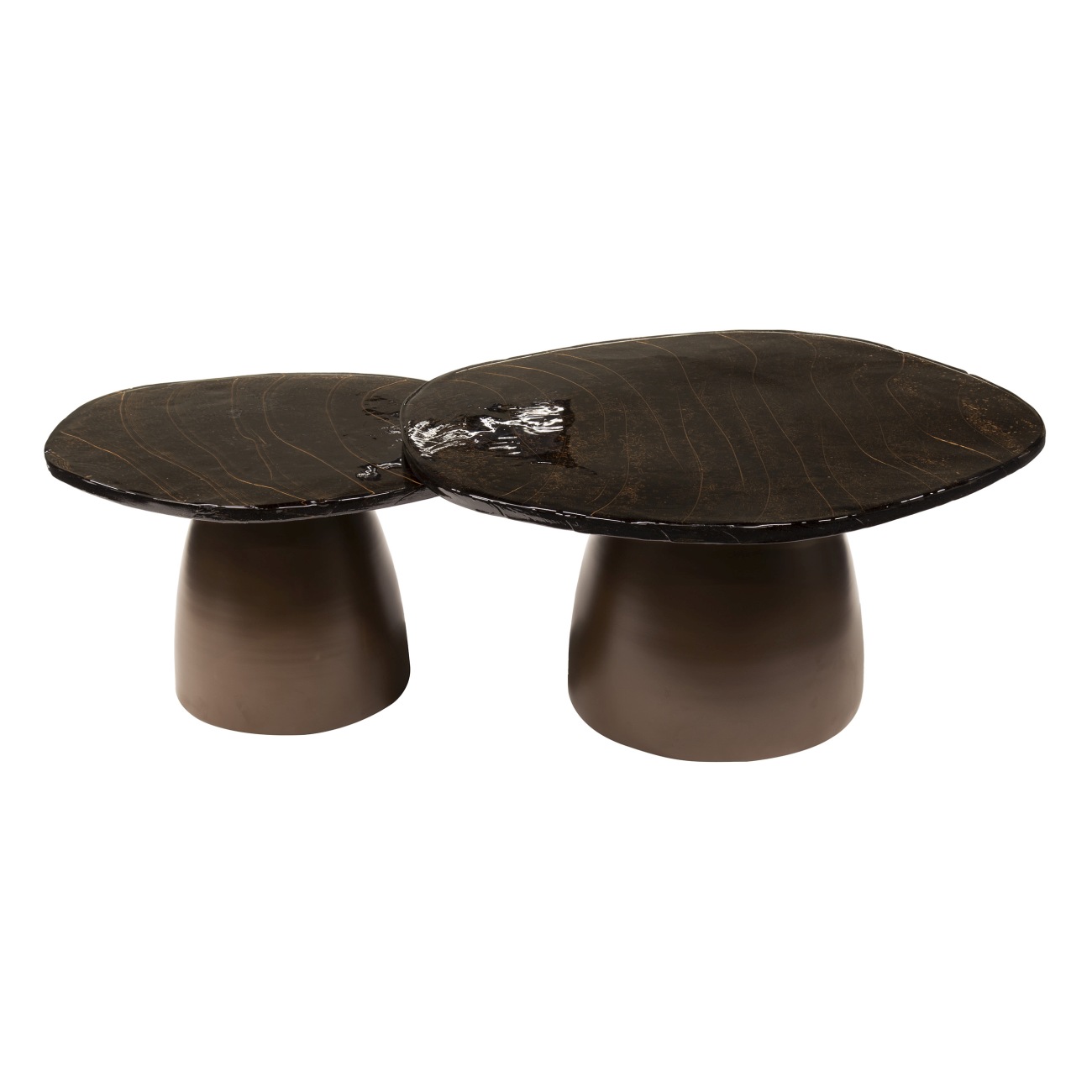 2er-Set Couchtisch Klidun Cone, Glas Braun 2er-Set Couchtisch Klidun Cone - Glas & Metall, Antikkupfer