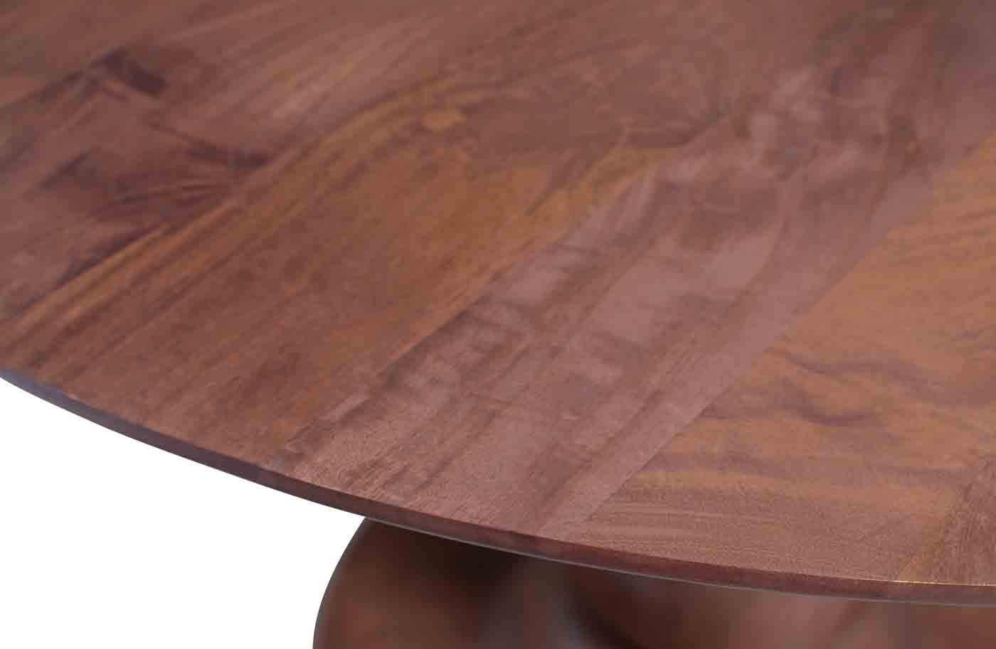 Runder Esstisch Blanco mit einem Mittelfuß, gefertigt aus Mangoholz
