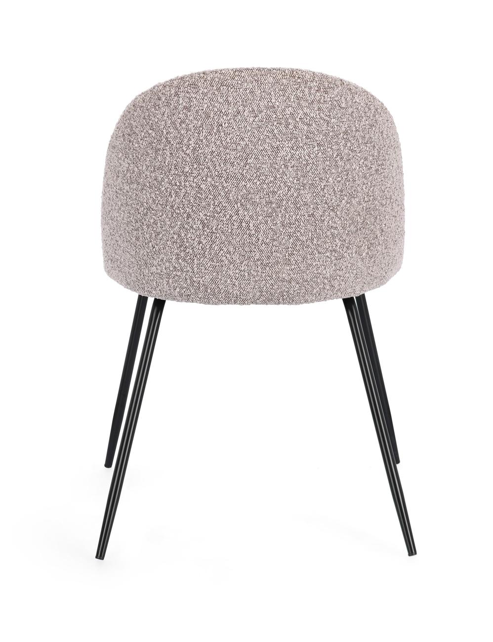 Esszimmerstuhl Tanya 4er-Set aus Boucle, Nerz / Schwarz