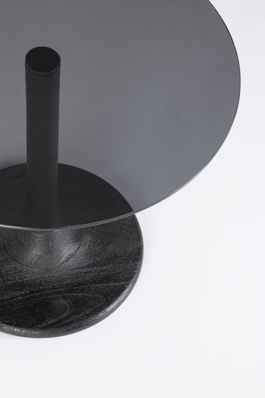 Beistelltisch Aberdeen Mangoholz Ø 45cm, Schwar