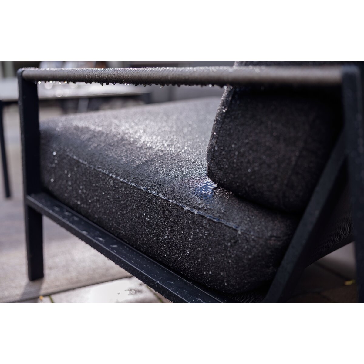 Gartensofa Lyra 2,5-Sitzer, Edelstahl & Teddy-Stoff, Schwarz