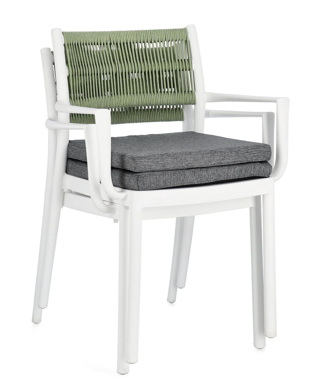 Gartenstuhl Alvin mit Armlehne, Weiß / Grün