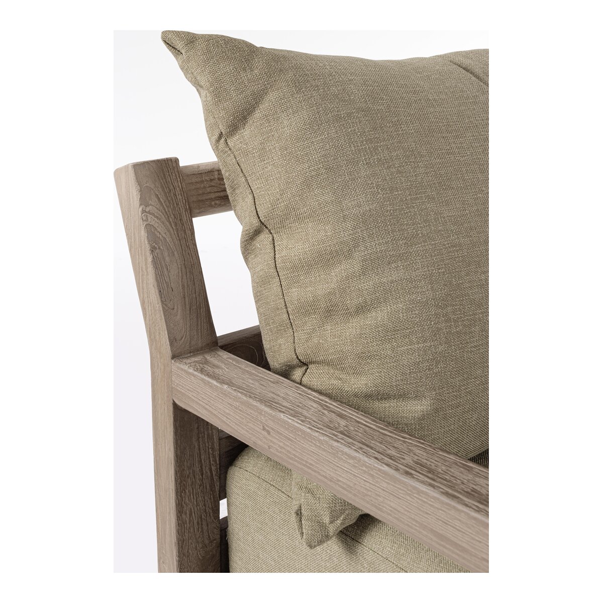 2-Sitzer Gartensofa Maynard - recyceltes Teakholz Braun, Olefin-Stoff Grün