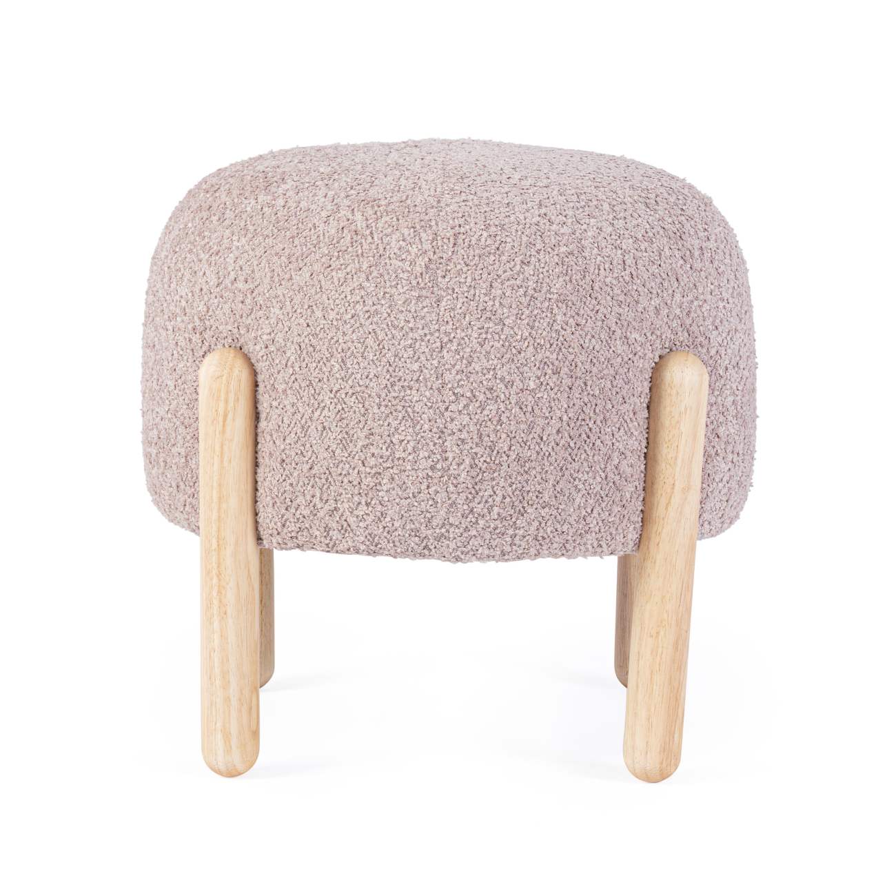 Hocker Dayla aus Boucle-Stoff, Altrosa