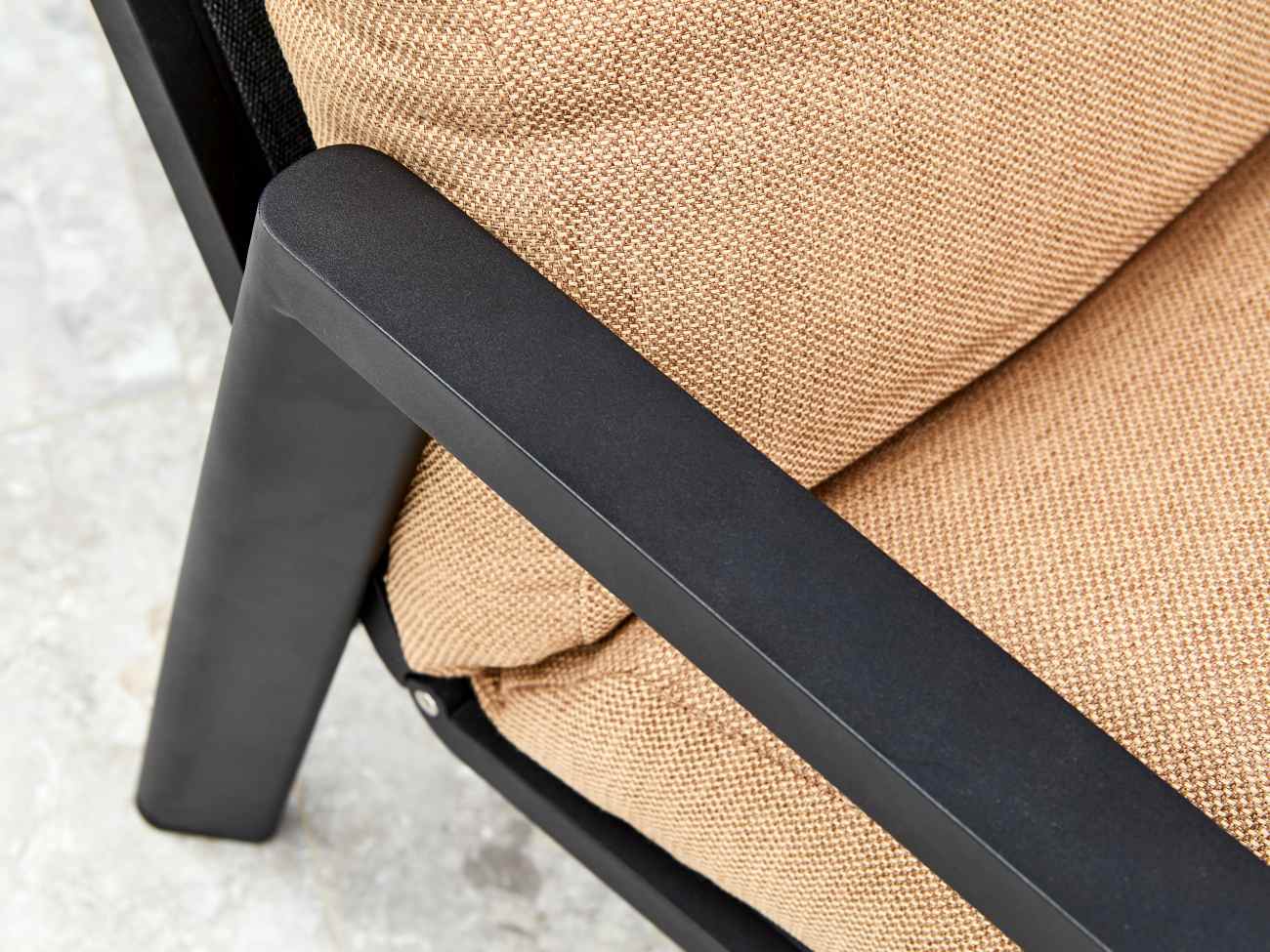 Gartensessel Slide mit verstellbarer Rückenlehne, Schwarz / Braun