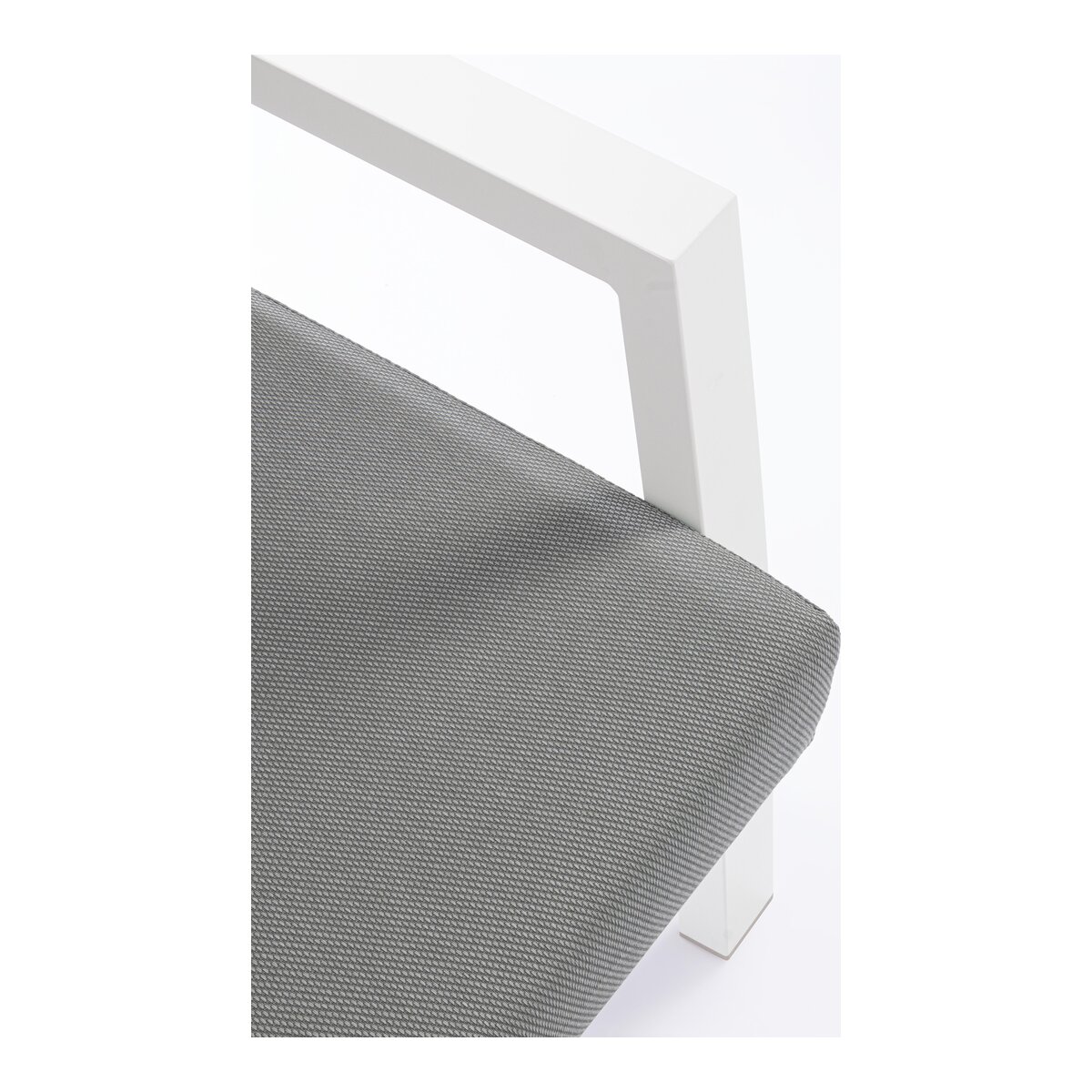 Gartenecksofa Flaminio - Aluminium Weiß, Olefin-Stoff Dunkelgrau