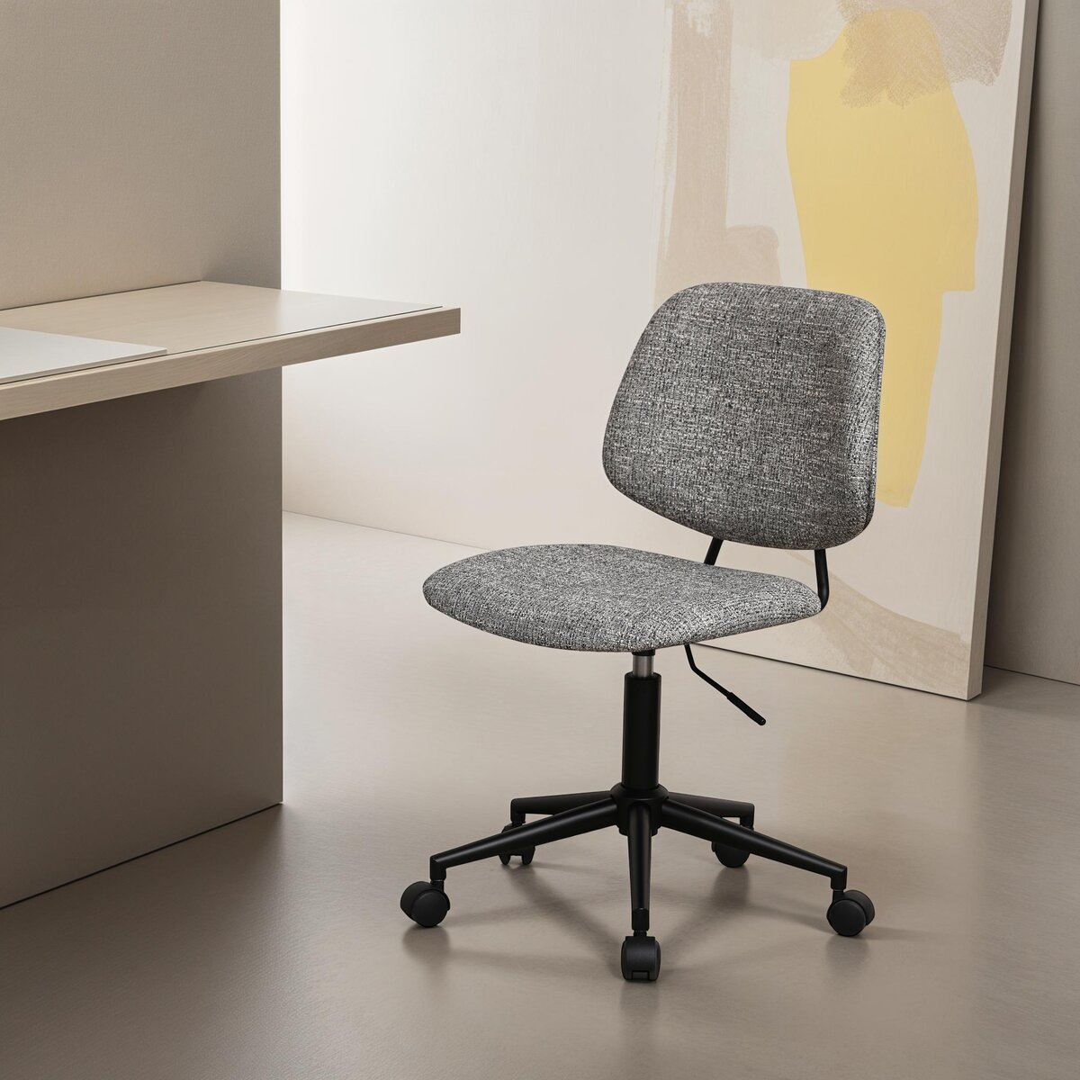 Bürostuhl Otal aus Boucle - Drehbar, Höhenverstellbar, Neigbar, Grau