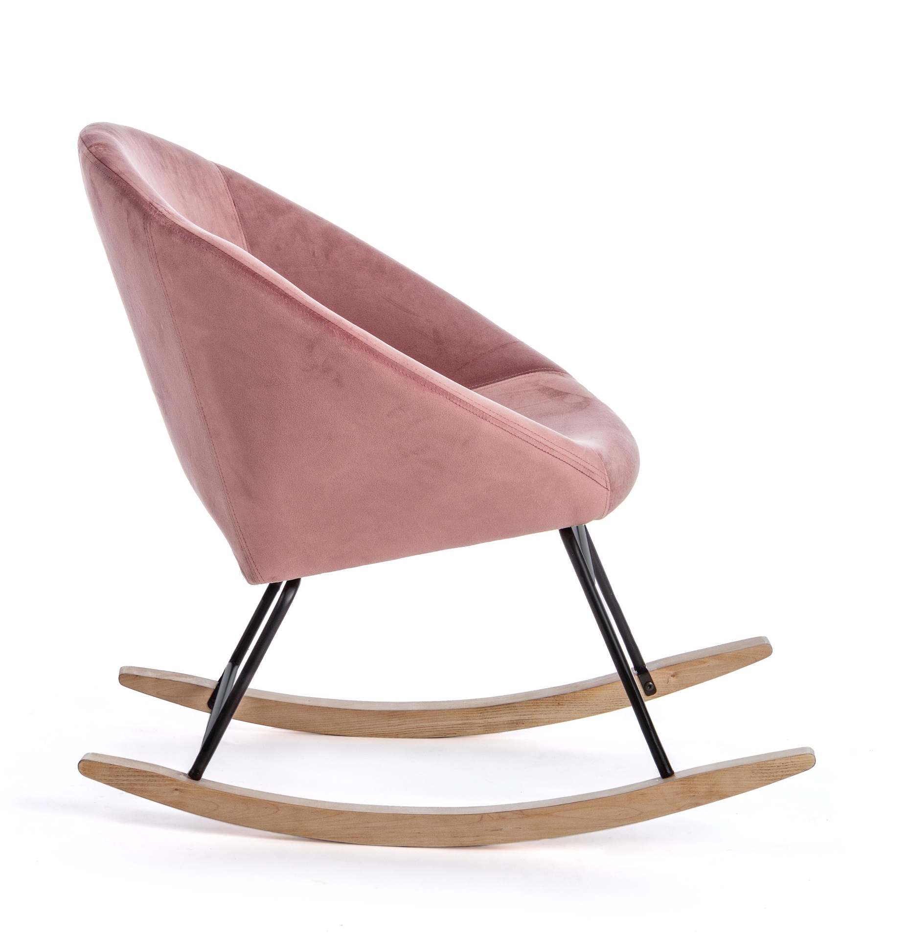 Der Sessel Annika überzeugt mit seinem modernen Design. Gefertigt wurde er aus Stoff in Samt-Optik, welcher einen rosa Farbton besitzt. Das Gestell ist aus Metall und hat eine schwarze Farbe. Der Sessel besitzt eine Sitzhöhe von 44 cm. Die Breite beträgt 