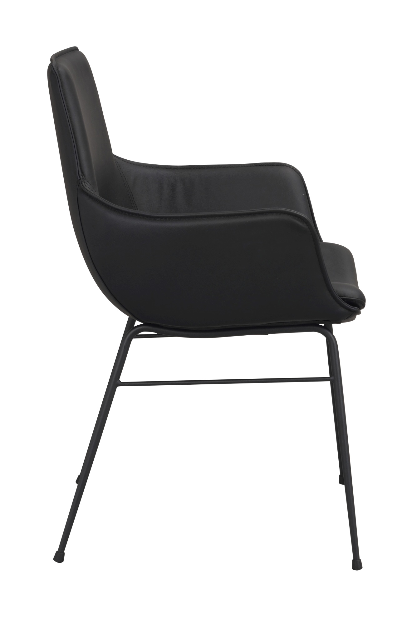 Stuhl Lowell 2er Set mit Armlehnen, Leder Schwarz passt perfekt in stilvolle Wohnräume.