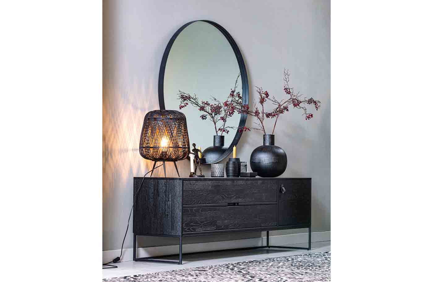 TV Board Silas, Eiche Schwarz