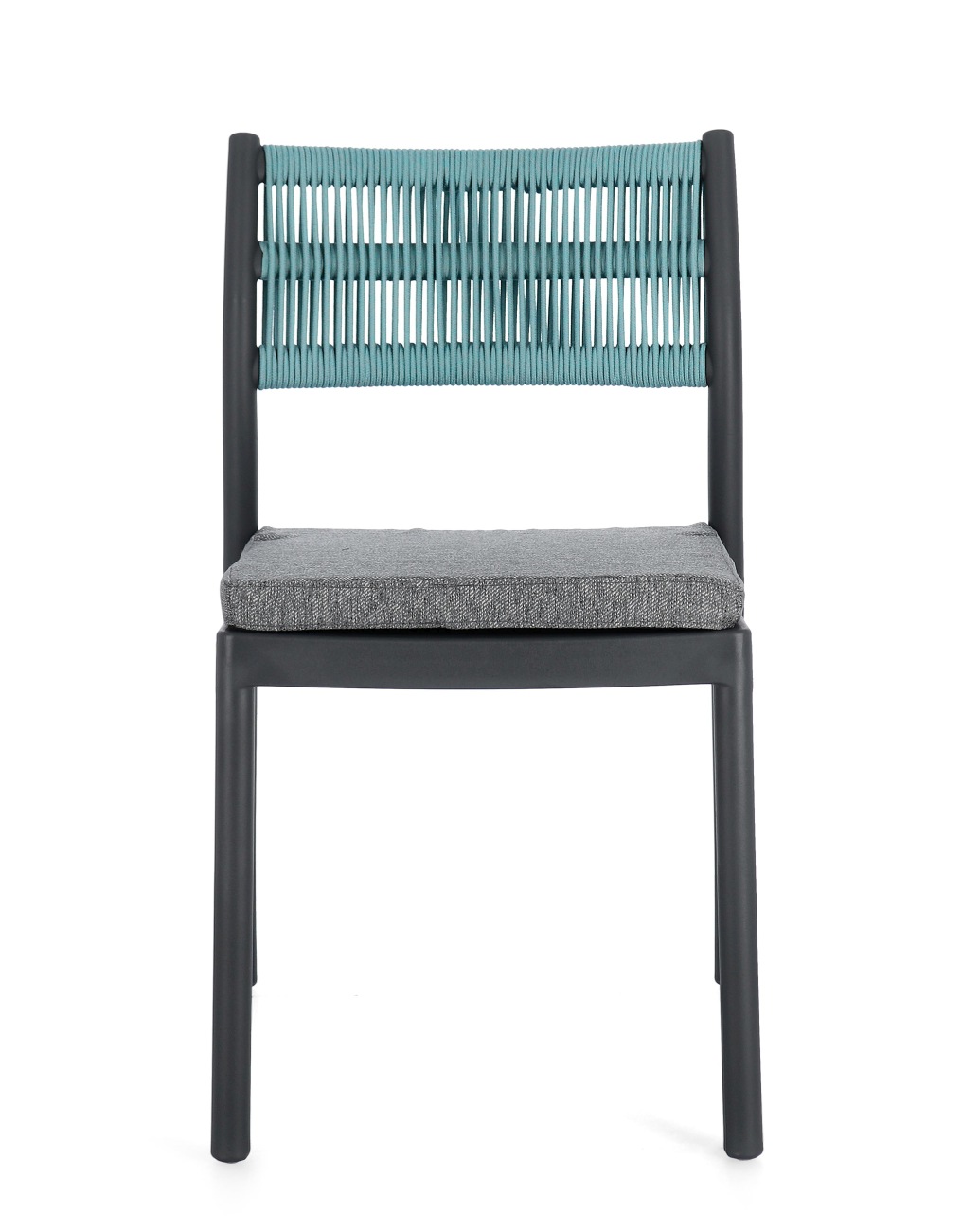 Gartenstuhl Alvin aus Metall, Anthrazit / Avio