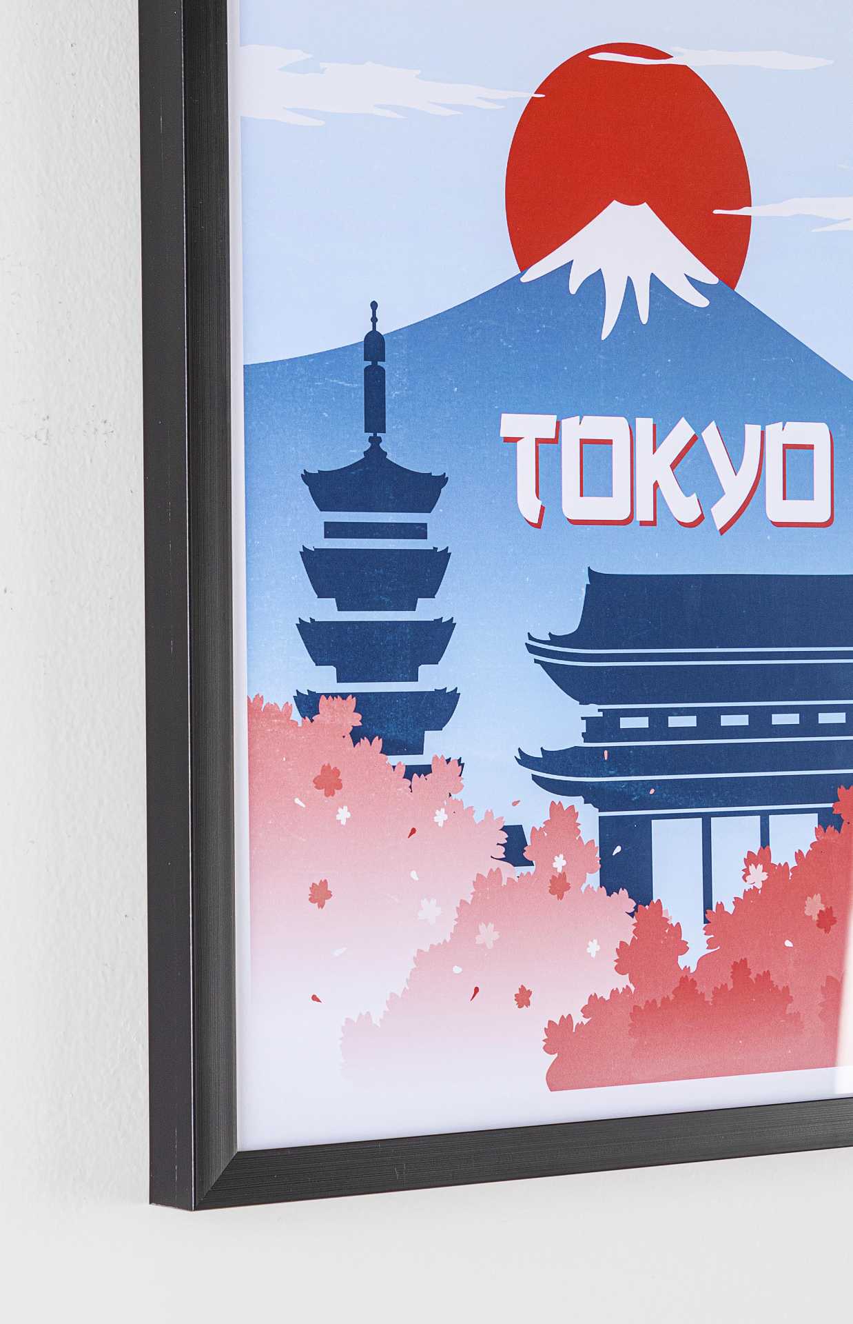 Das Bild Tokyo überzeugt mit ihrem klassischen Design. Das Bild verfügt über einen Druck auf Papier. Das Gestell ist aus MDF und der Rahmen aus Kunststoff. Die Maße sind 40x50 cm.