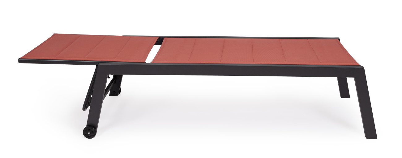 Gartenliege Hilde mit Rollen aus Aluminium, Rot