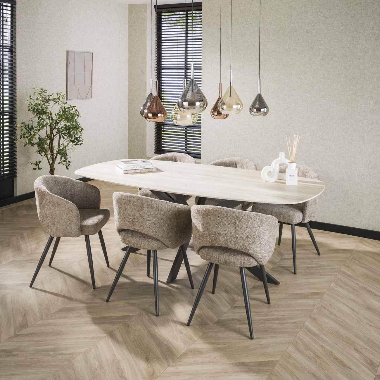 Esstisch Keramik Travertin-Optik