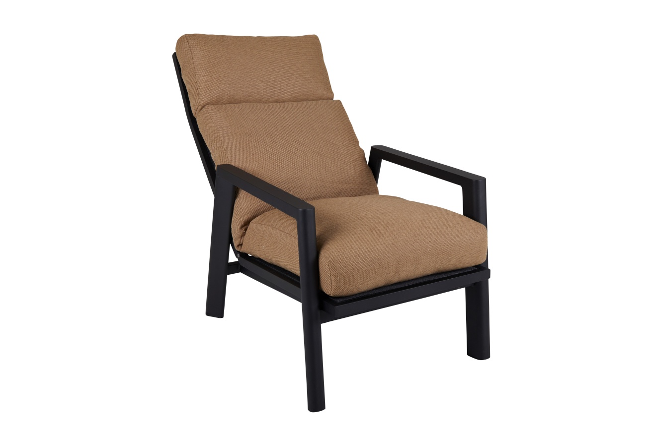 Gartensessel Slide mit verstellbarer Rückenlehne, Schwarz / Braun