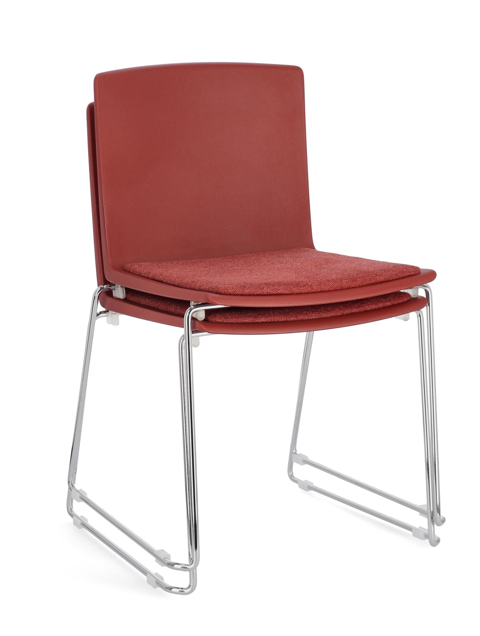 Esszimmerstuhl Giulia 4er-Set aus Metall, Silber/Rot