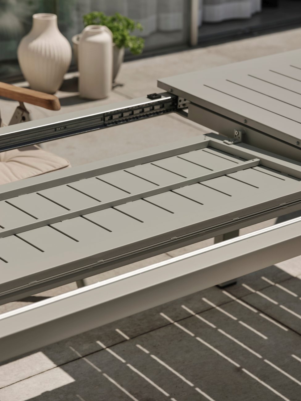 Gartenesstisch Lomma, 194-312x100 cm, Hellgrau