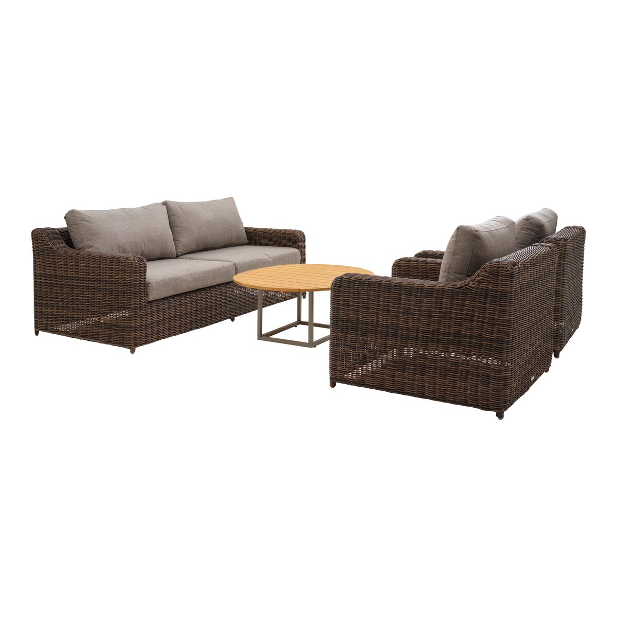 Gartencouchtisch Olive - Aluminium & Bambus, 110x80 cm, Khaki/Natur