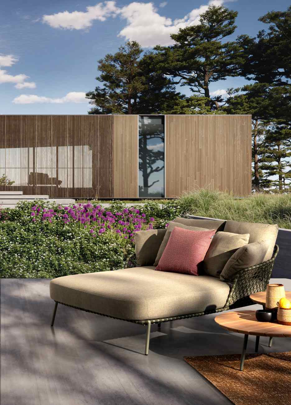 Gartencouchtisch-Set Ivissa aus Teakholz, Grün