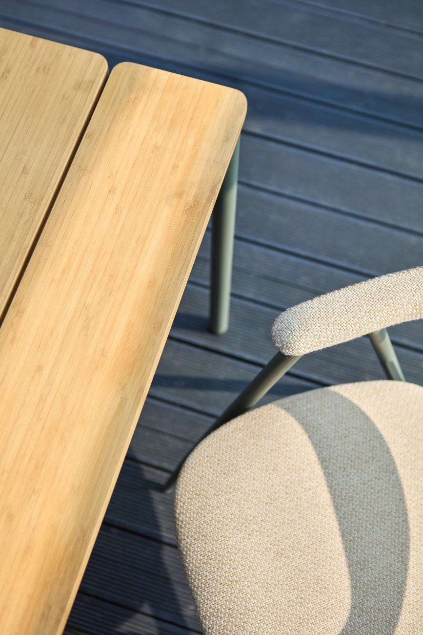 Gartenstuhl Boi mit Armlehne, Grün / Beige