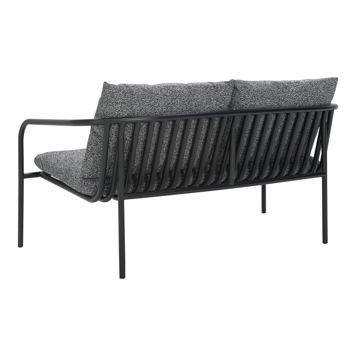 Gartensofa Bendt 2-Sitzer, Aluminium & Teddy-Stoff, Anthrazit/Schwarz