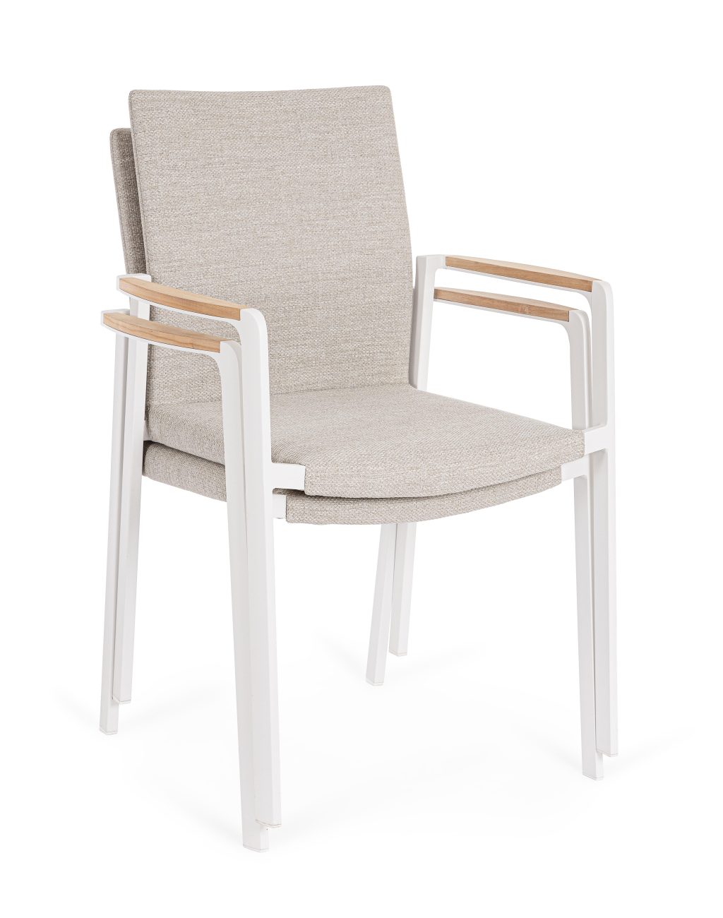 Gartenstuhl Jalisco mit Teakholz Armlehnen, Beige